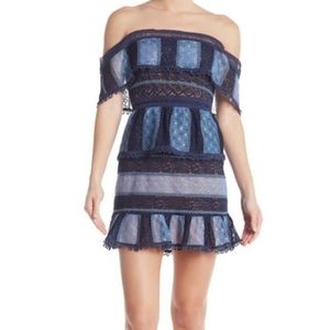 Allison crochet lace off the shoulder mini dress M NWT
